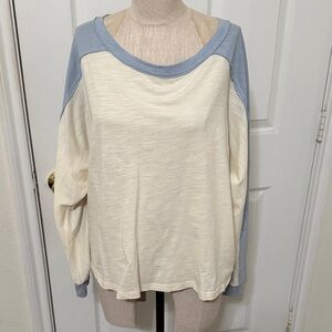Casual Blue and Cream Women's Sweatshirt